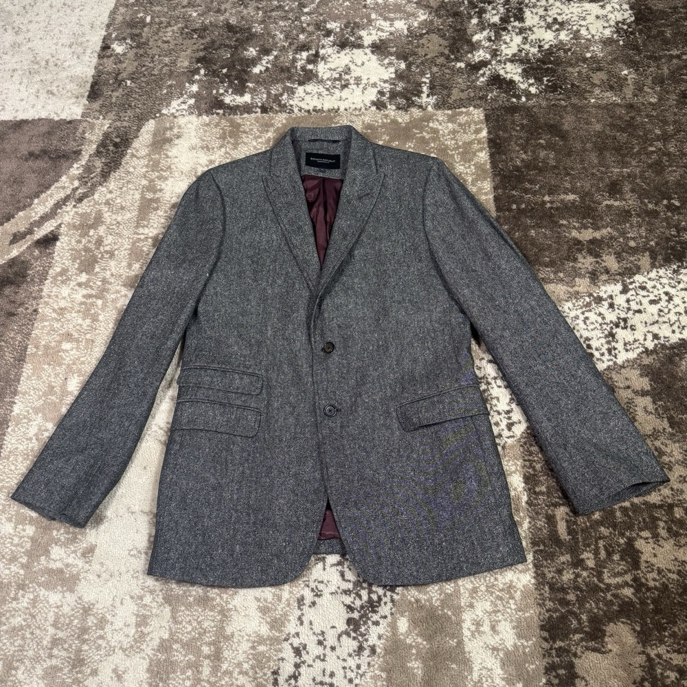 Banana Republic Blazer Men's 42L Gray Wool Tweed Sport Coat Jacket Business